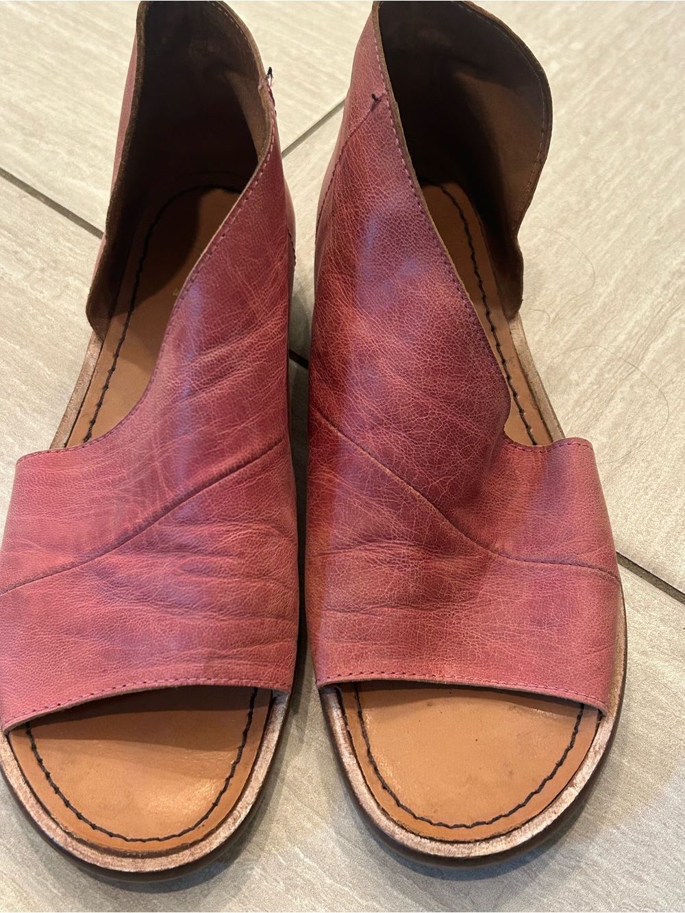 600 Free People MONT BLANC leather sandal 37/ 6 us women's pinkish - Picture 4 of 6